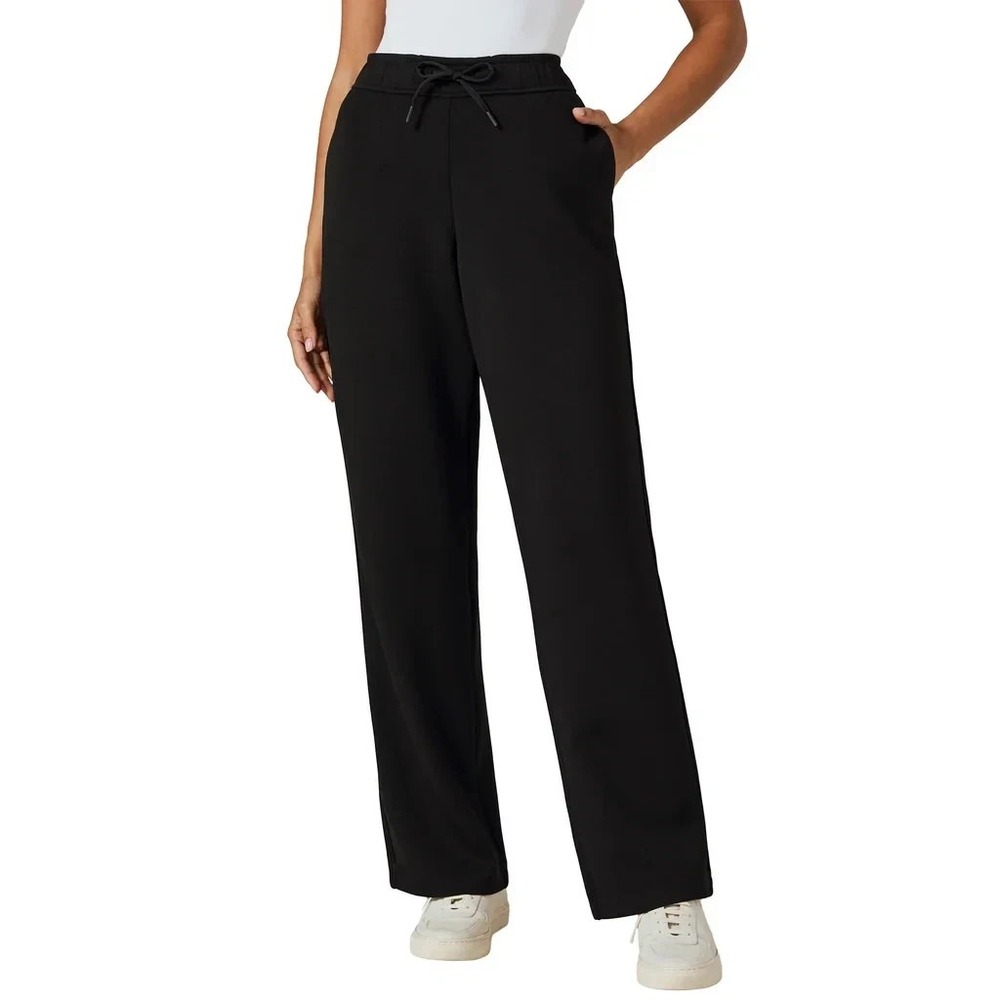 Infinity Linearflex Women Black Straight Leg Drawstring Pants S NEW